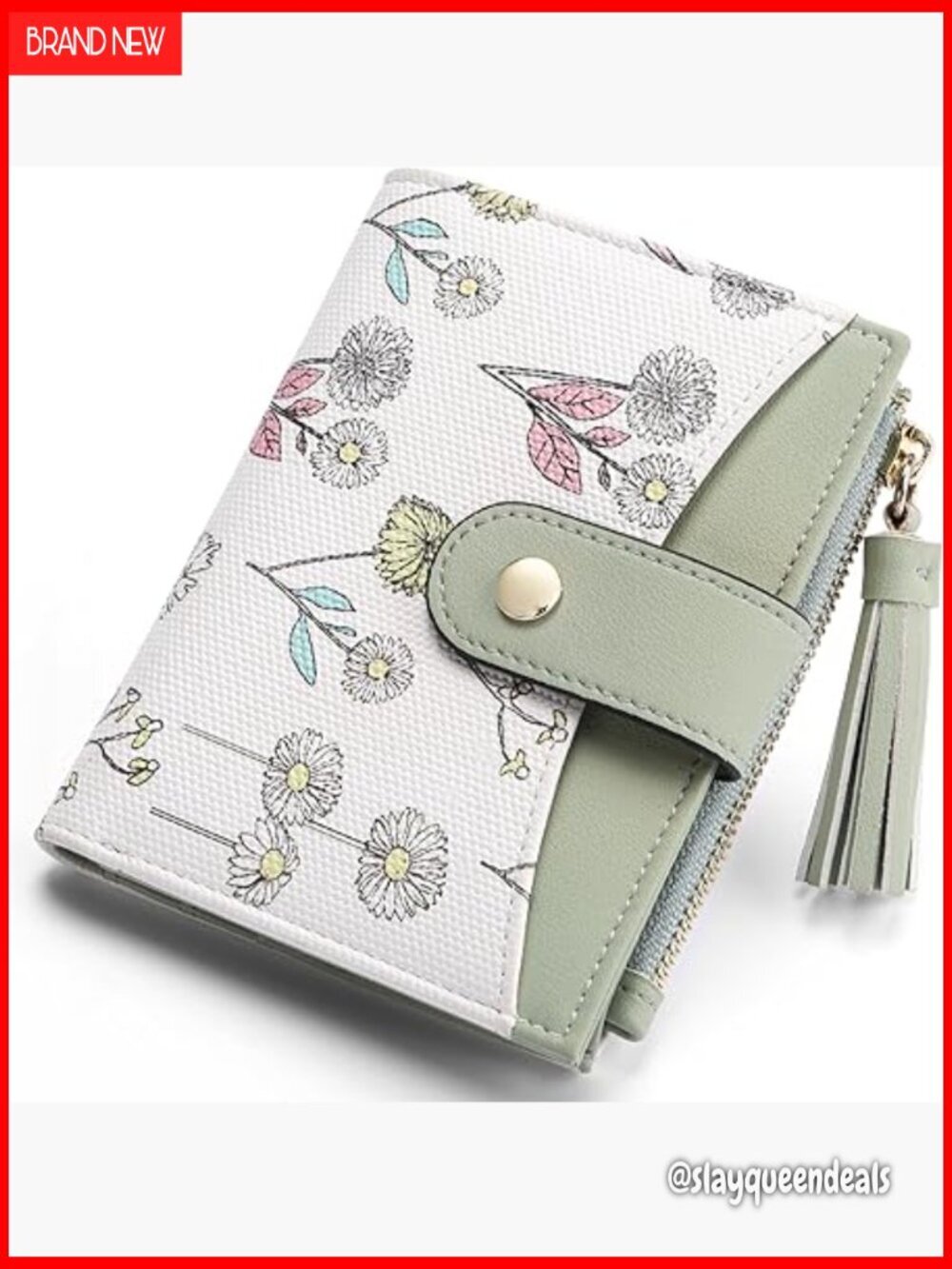 Slim RFID Blocking Leather Wallet with Tassel and Zipper Pocket